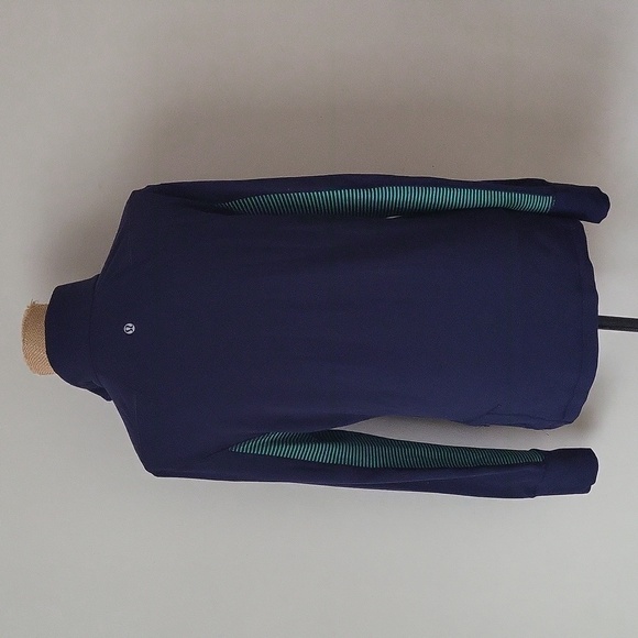 LULULEMON | Men's Navy Neon Green Half-Zip Large Long Sleeve Tee - Picture 5 of 13